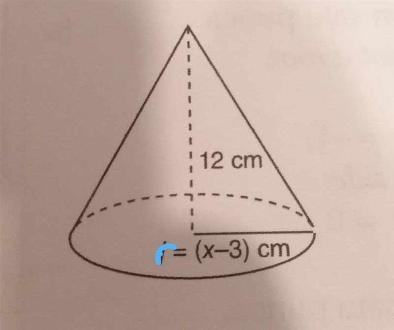 The diagram shows a cone. Given that the volume of the cone is 21 m’and the height-example-1