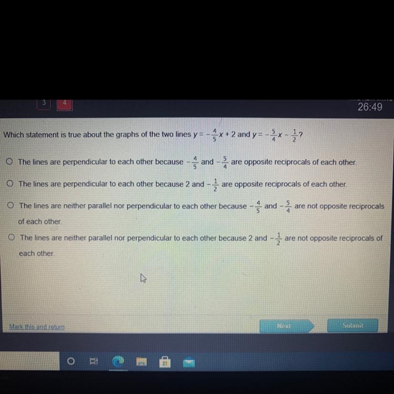 Which statement is true about the graphs of the two lines y=-x+2 and y=-x- ? O The-example-1