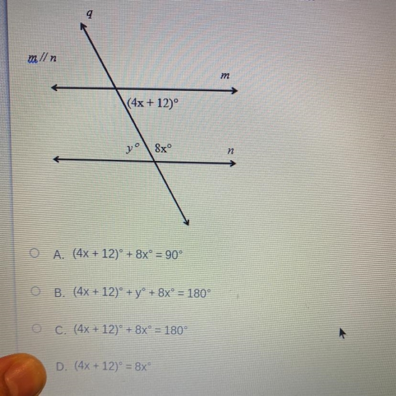 Which equation would you use to find the value of x?-example-1