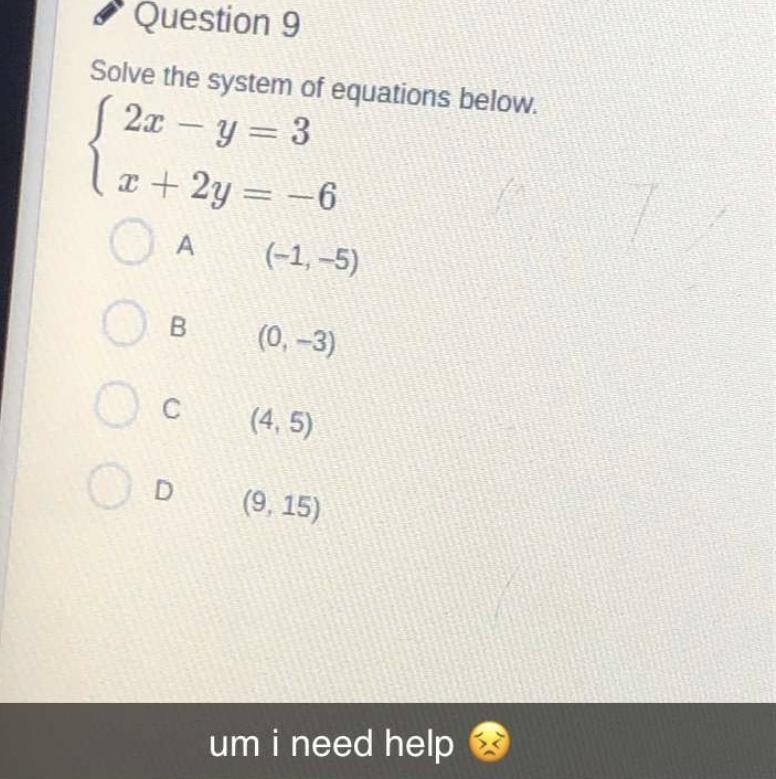 Help pleasseeeee ! 15 points the answers are (-1,-5) (0,-3) (4,5) (9,15)-example-1