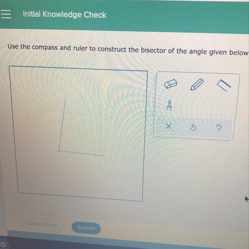 Is there a way someone can draw or “construct” the bisector of the angle shown?-example-1