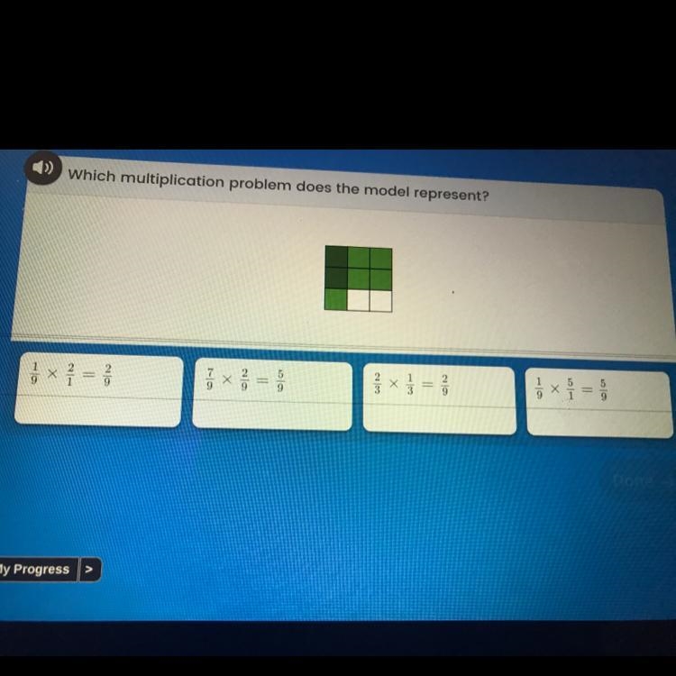 Which multiplication problem does the model repres-example-1