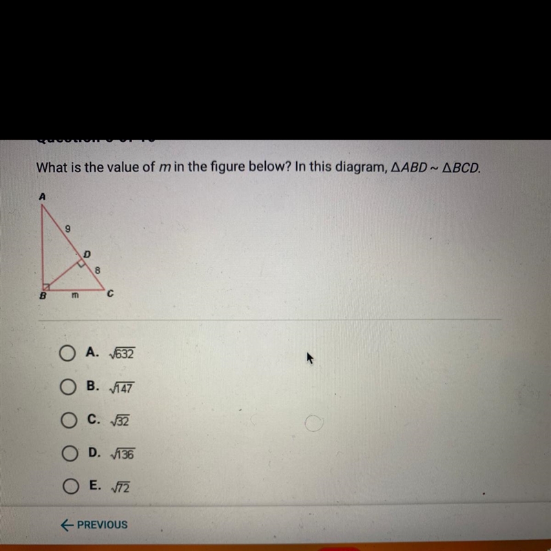 What is the value of m in the figure? In this diagram ABD~BCD-example-1