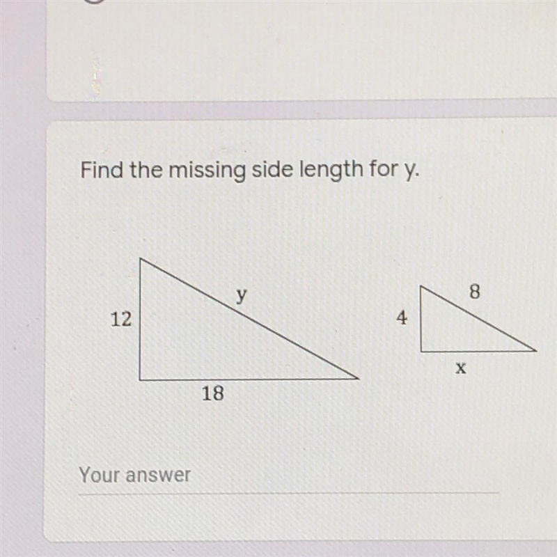 Find the missing side length for y.-example-1