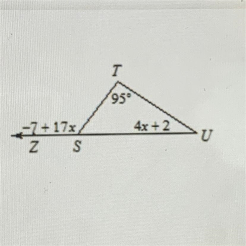 What is angle U? A) 129 B) 42 C) 34 D) 43-example-1