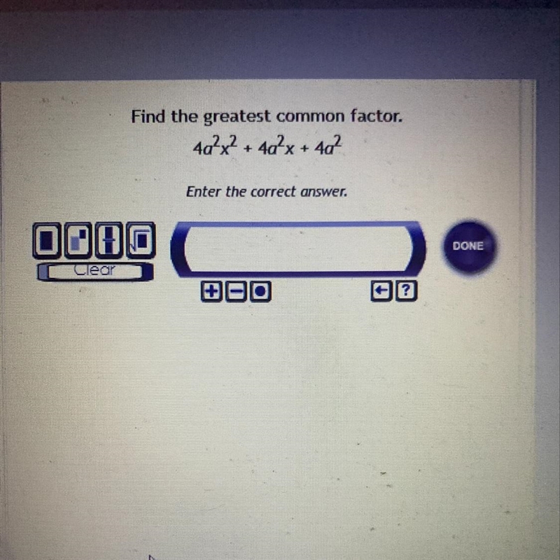 Find the greatest common factor. 42²x² + 42²x+ 40² Enter the correct answer.-example-1