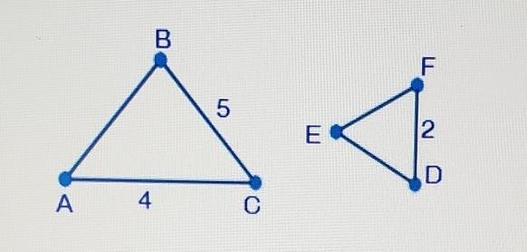 The two triangles below are similar. What is the similarity ratio of AABC to ADEF-example-1