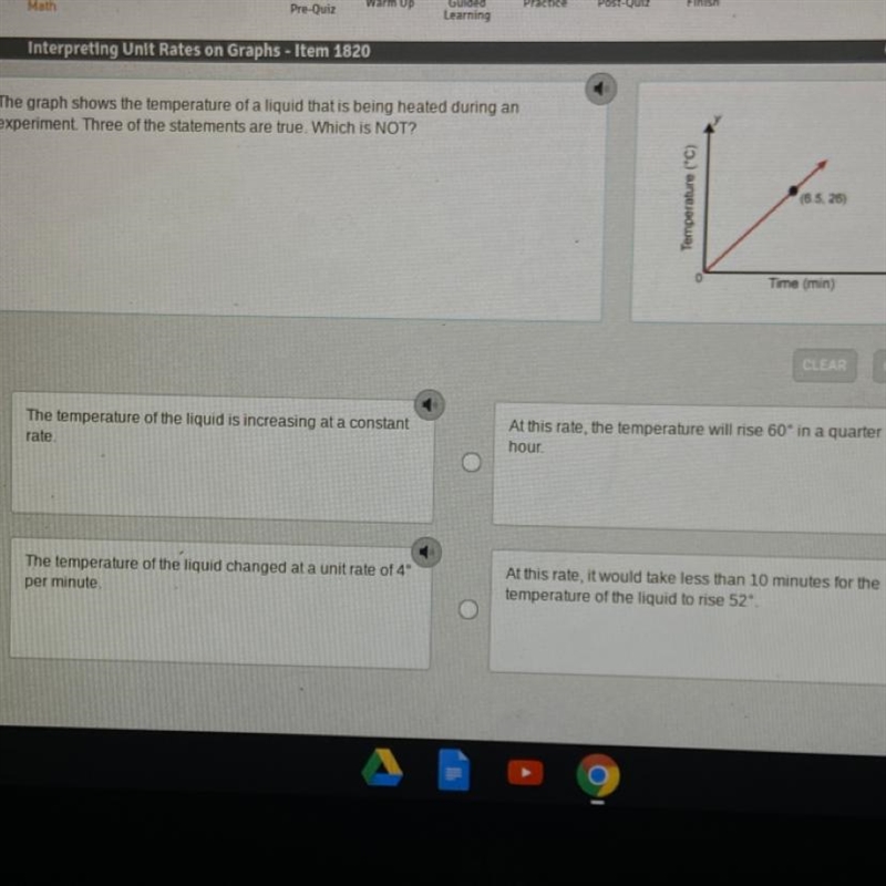 The graph shows the temperature of a liquid that is being heated during an experiment-example-1