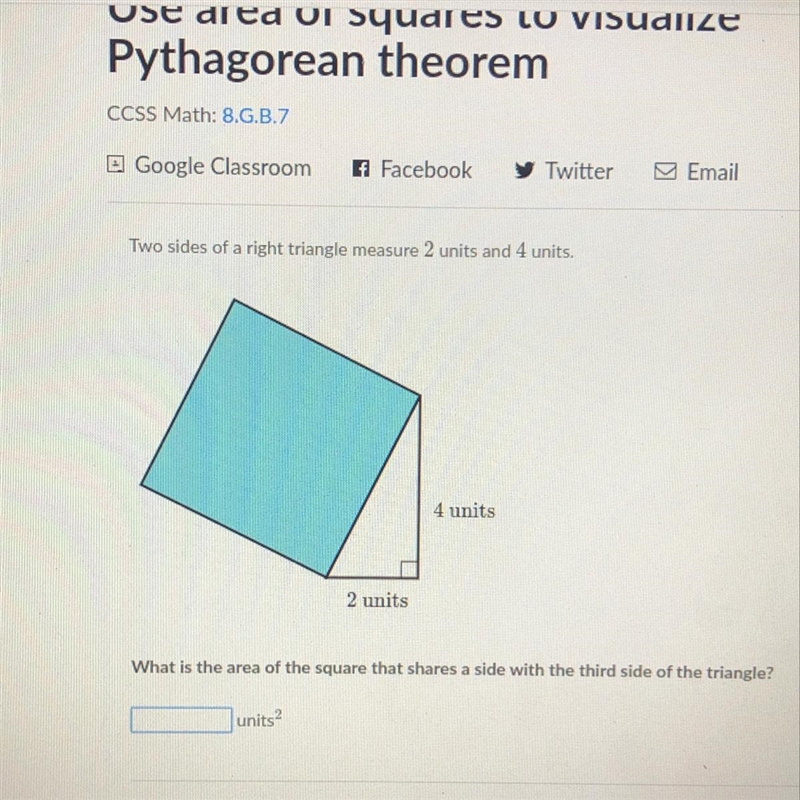 What is the area of the square that shares a side with the third side of the triangle-example-1