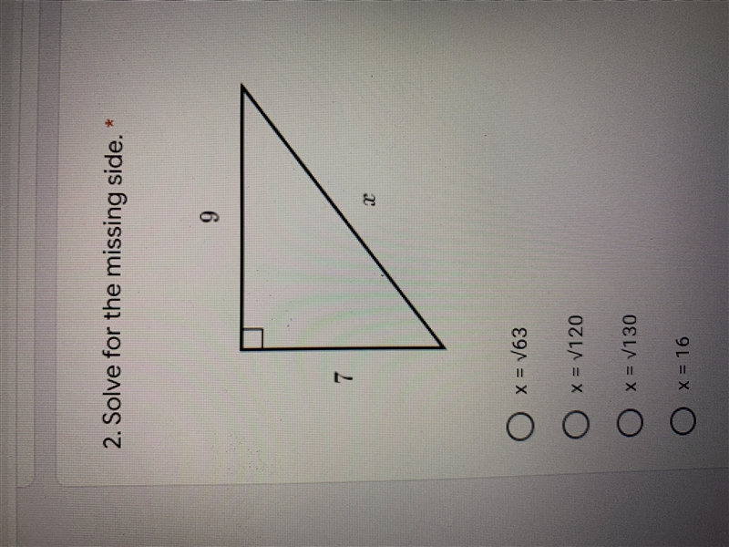 Solve for the missing side multiple choice please answer-example-1