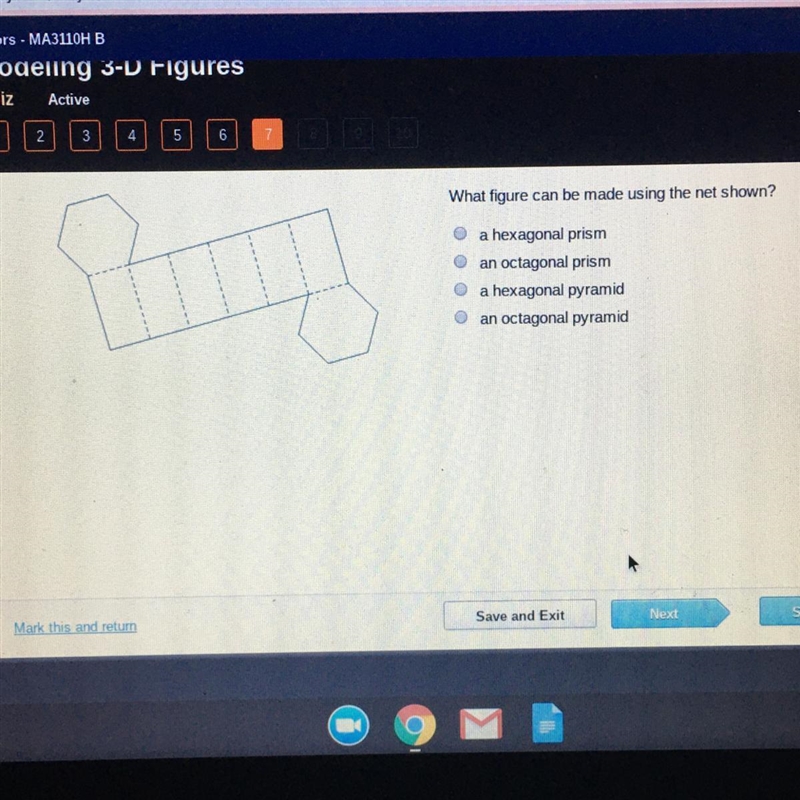 What figure can be made using the net shown? Hube a hexagonal prism an octagonal prism-example-1