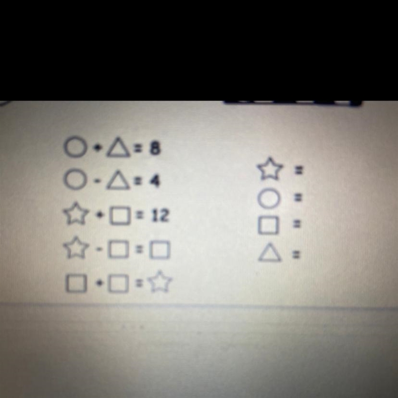 What does star, circle, square, and triangle equal? Please help-example-1