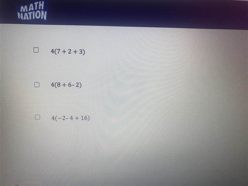 Which of the following expressions is equal to 48 select all that apply-example-2