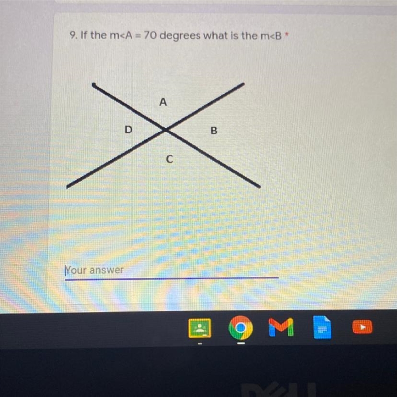 9. If the m 70 degrees what is the m А D X B-example-1