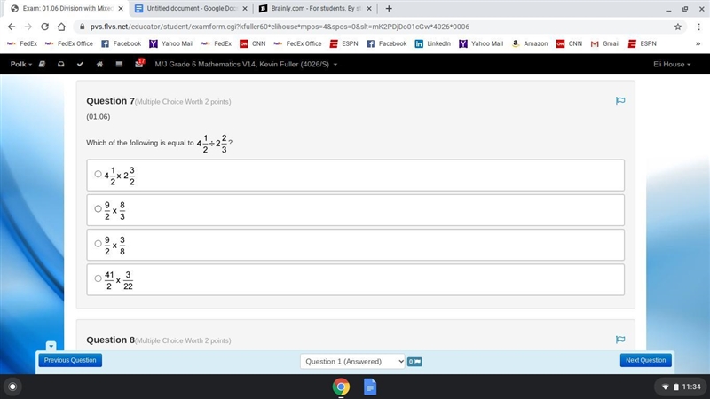 Plz help witch of the following is equal to 4 and 1/2 divided by 2 and 2/3 A.4 and-example-1