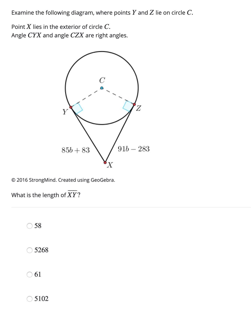 16. Please help. What is the length of XY⎯⎯⎯⎯⎯⎯⎯⎯?-example-1