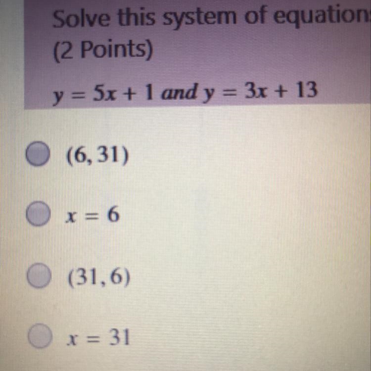 Y=5x+1 and y=3x+13 System of equations?-example-1