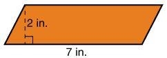 What is the area of the parallelogram below? 7 in 2 14 in 2 18 in 2 28 in 2-example-1