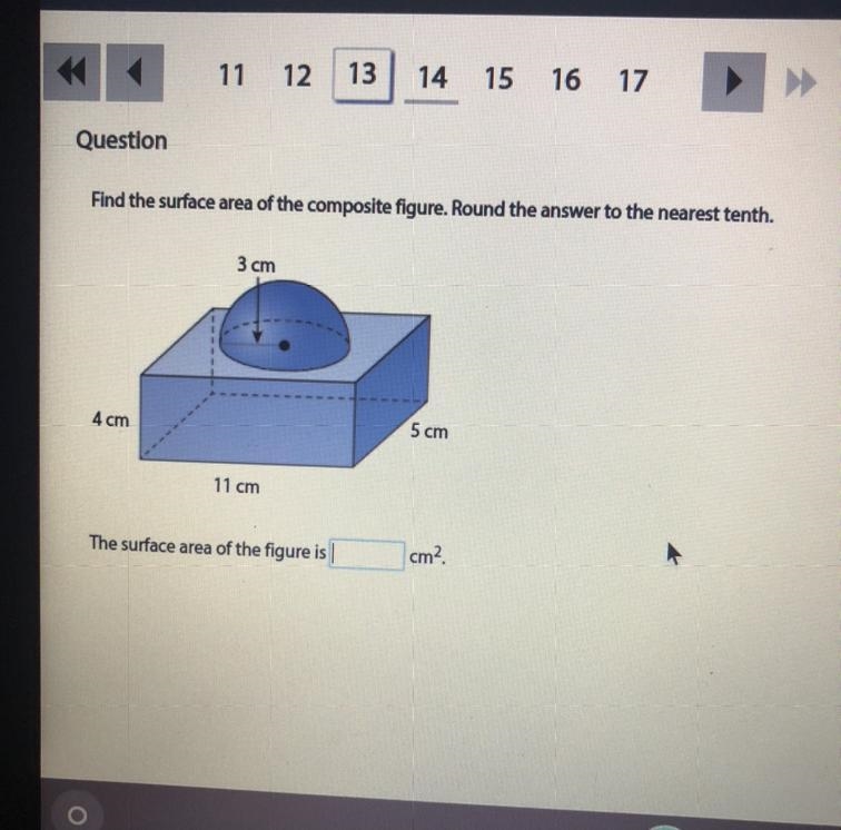 Find the surface area of the composite figure. Round the answer to the nearest tenth-example-1