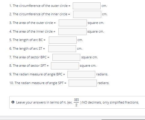 PLEASE PLEASE PLEASE HELP!!!!!! In the following diagram, the radius of the outer-example-2