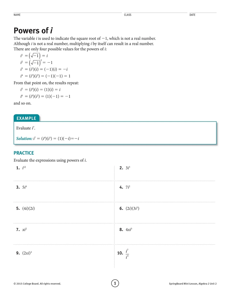 (30 points!) Powers of i worksheet-example-1