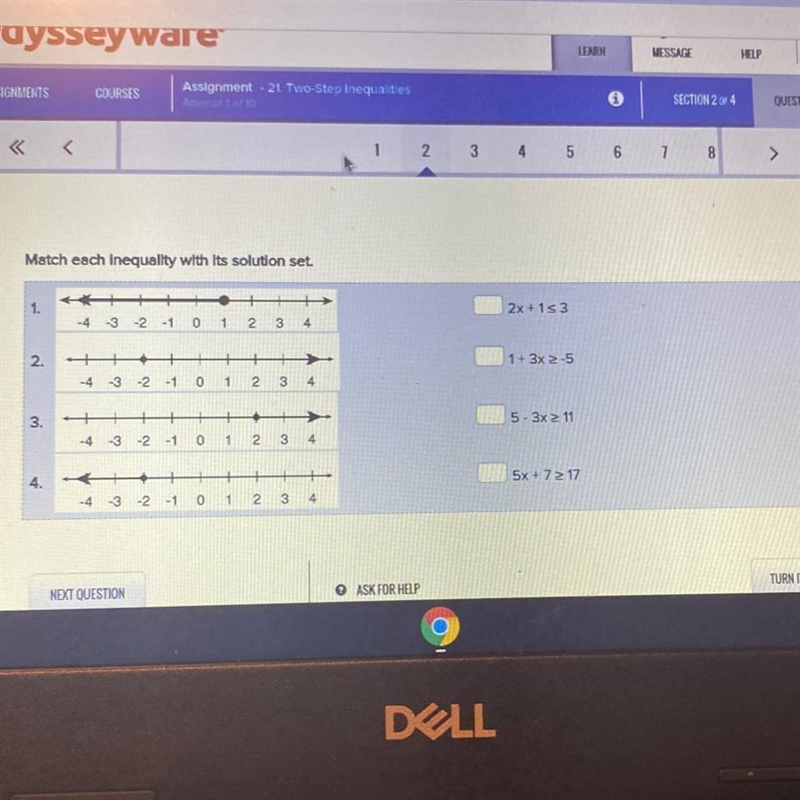 Match each inequality with its solutions set-example-1