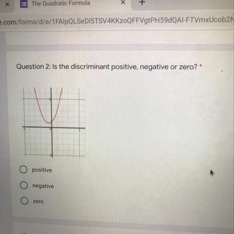 Is the discriminant positive negative or zero?-example-1