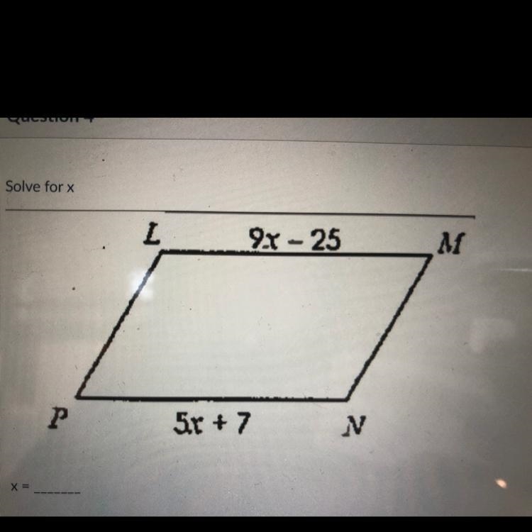 Solve for x X= Please explain how you got the answer.-example-1