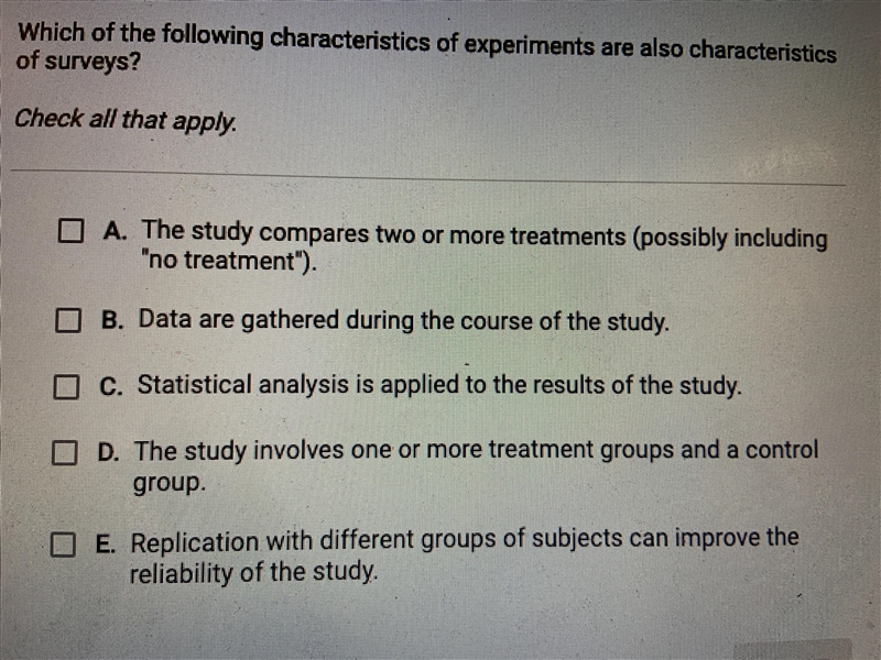 Which of the following characteristics of experiments are also characteristics of-example-1