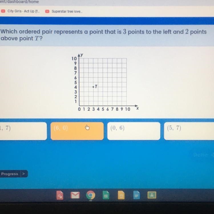 Which ordered pair represents a point that is 3 points to the left and 2 points above-example-1