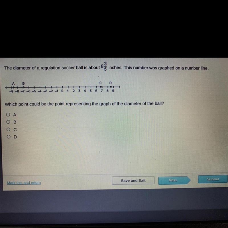 Which point could be the point representing the graph of the diameter of the ball-example-1