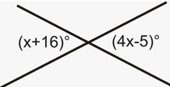 Show how you would set up and equation to solve for x. Then use your answer for x-example-1