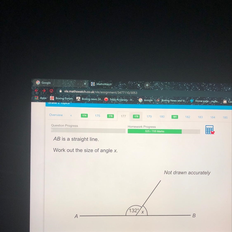 AB is a straight line Work out the size of angle x-example-1