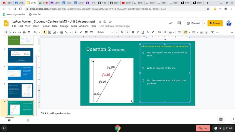 Find the slope of the line. Explain how you know. Write an equation for the line. Find-example-1