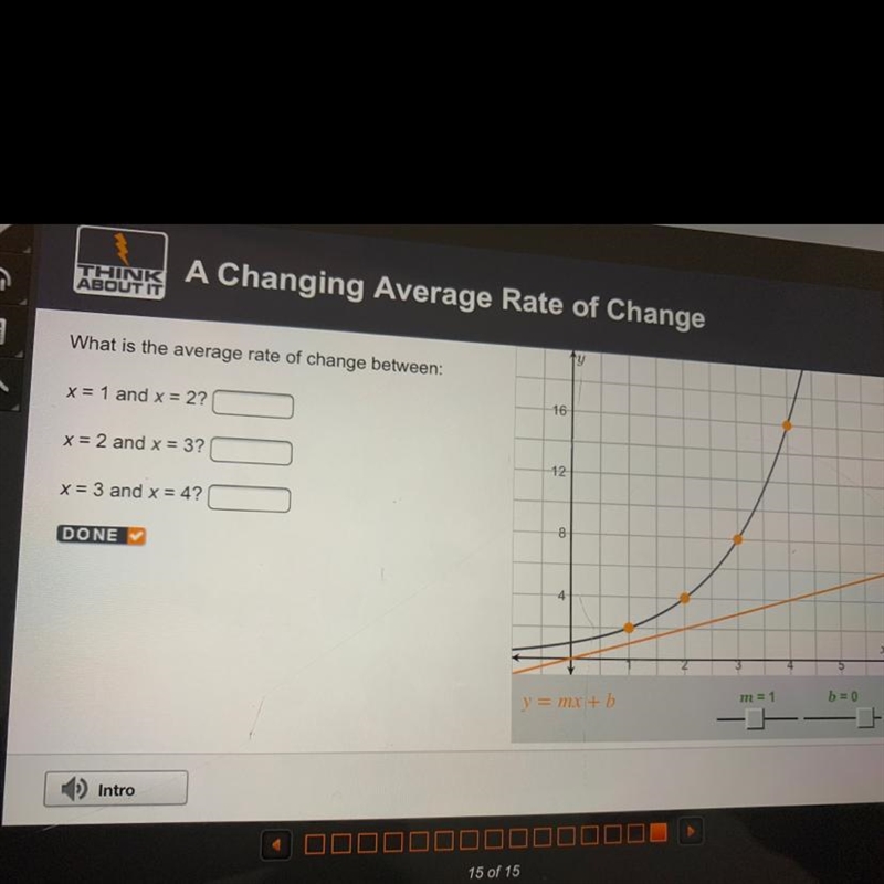 What is the average rate of change between: x= 1 and x = 2? x = 2 and x = 3? x = 3 and-example-1