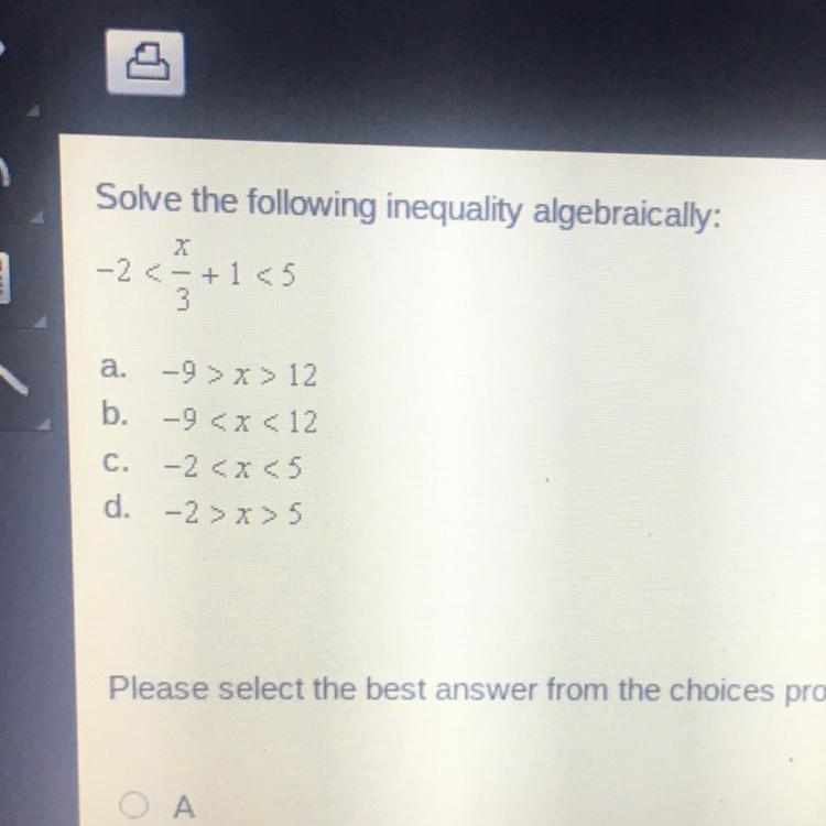 Solve the following inequality algebraically (picture provided)-example-1