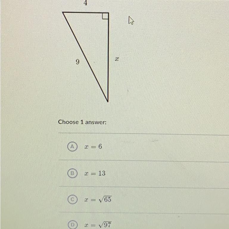 Find the value of X in the triangle below-example-1