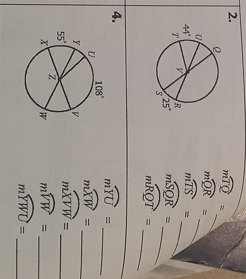 Find the following arc measures help me please......​-example-1