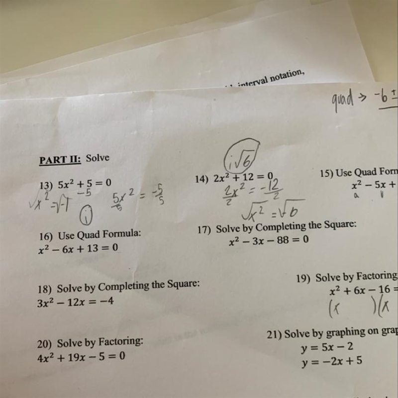 precalc! how do you solve by completing the square? i have 2 examples! (17 & 18 please-example-1