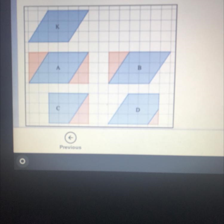 Parallelogram K is decomposed to determine the area. PLEASE HELP Which picture represents-example-1