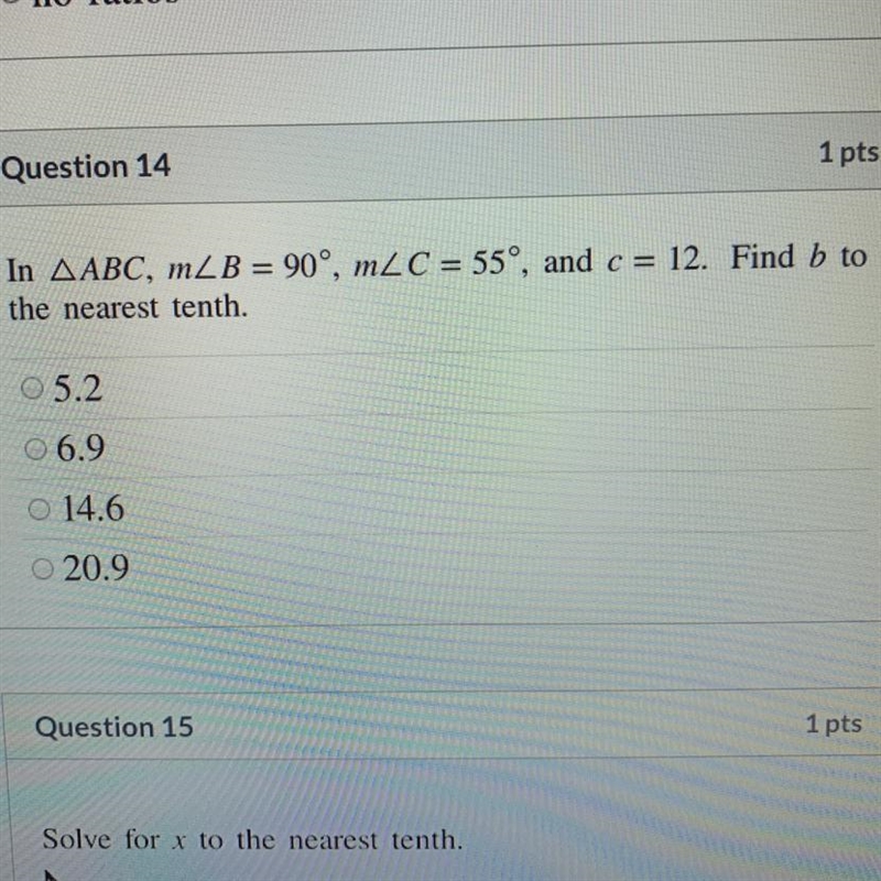 In the pictured triangle ABC, m * I know 6.9 is wrong *-example-1