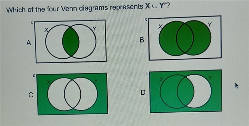 Which of the four Venn diagrams represents this? ​-example-1