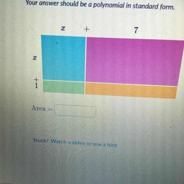 The express the area of the entire rectangle-example-1