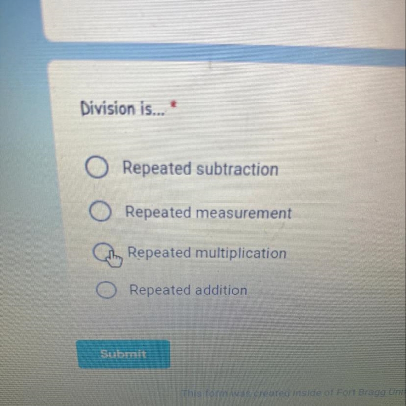 Division is... repeated subtraction? Repeated measurement ? Repeated multiplication-example-1