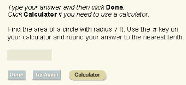 Find the area of a circle with radius 7 ft.-example-1