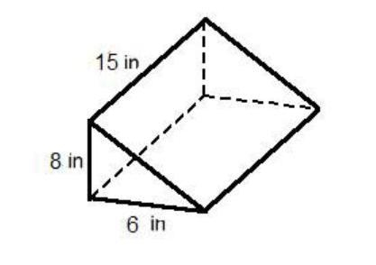 1. Find the surface area of the right triangular prism below. A. 264 in2 B. 246 in-example-1