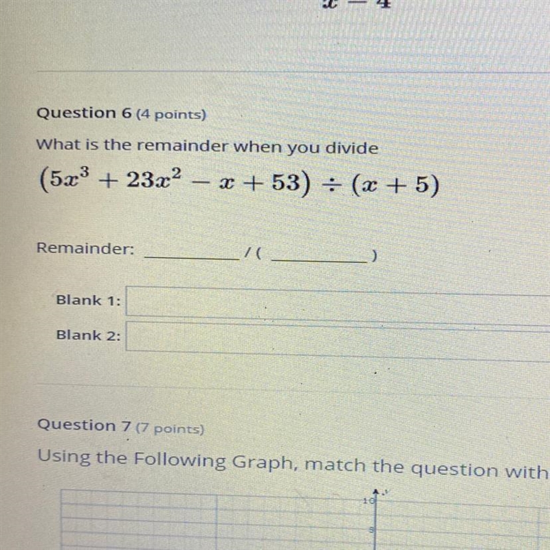 What is the remainder when you divide (5x^3+23x^2-x+53) / (x+5)-example-1