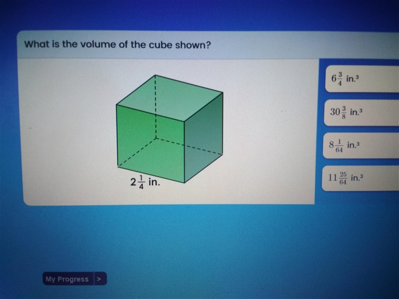 What is the volume of the cube shown? 2 1/4-example-1