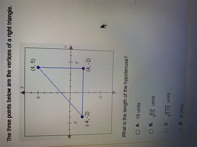 The three points below are the vertices of a right triangle. what is the length of-example-1