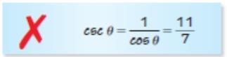 Describe and correct the error in finding csc θ, given that θ is an acute angle of-example-1